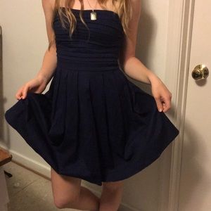 Strapless, Blue Cotton Summer Dress